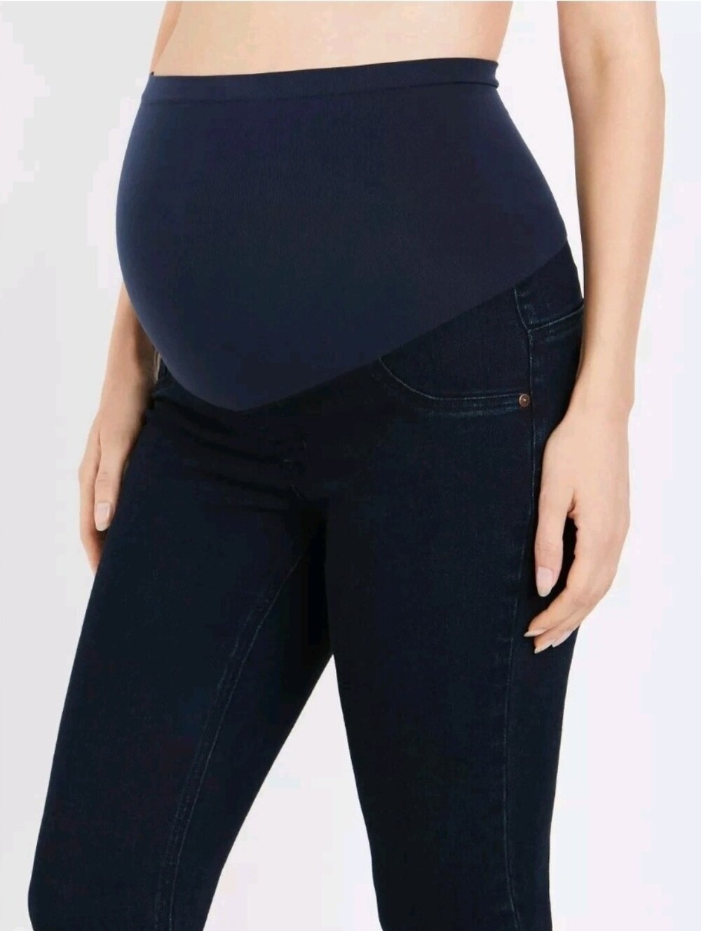 Indigo Blue Womens MEDIUM Dark Blue Wash Stretch Skinny Maternity Jeans
